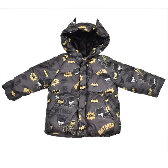 Zara‎ Baby Boys Winter Outerwear Batman Fleece Lined Hooded Puffer Jacket 2/3Y - Picture 1 of 8